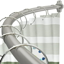 Curved Shower Curtain Rod, Adjustable 40-72 Inches Shower Rod, Rustproof Expandable Heavy Duty Round Shower Curtain Rod for Bathroom, Bathtub, Need to Drill, Nickel