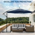 thumbnail image 2 of EROMMY 10ft Solar Lighted Patio Umbrella,Outdoor Offset Cantilever Umbrella, Infinite Tilt, Crank and Cross Base, UV Protection for Backyard, Lawn, Garden & Pool, 2 of 12