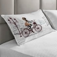 thumbnail image 2 of Teen Room Quilted Pillowcover, Young Girl in Paris Streets Bicycle French Style Display, Standard King Size Accent Pillow Cover for Bedroom, 36" x 20", Brown Chestnut Brown, by Ambesonne, 2 of 2