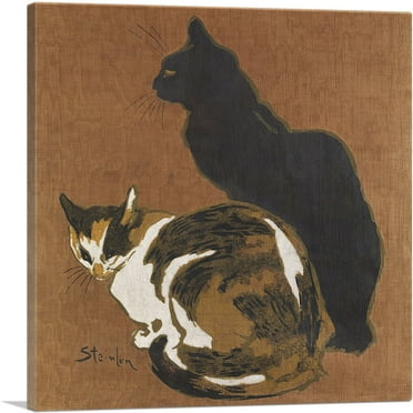 ARTCANVAS Two Cats 1894 Canvas Art Print by Theophile Steinlen - Size: 18" x 18" (0.75" Deep)
