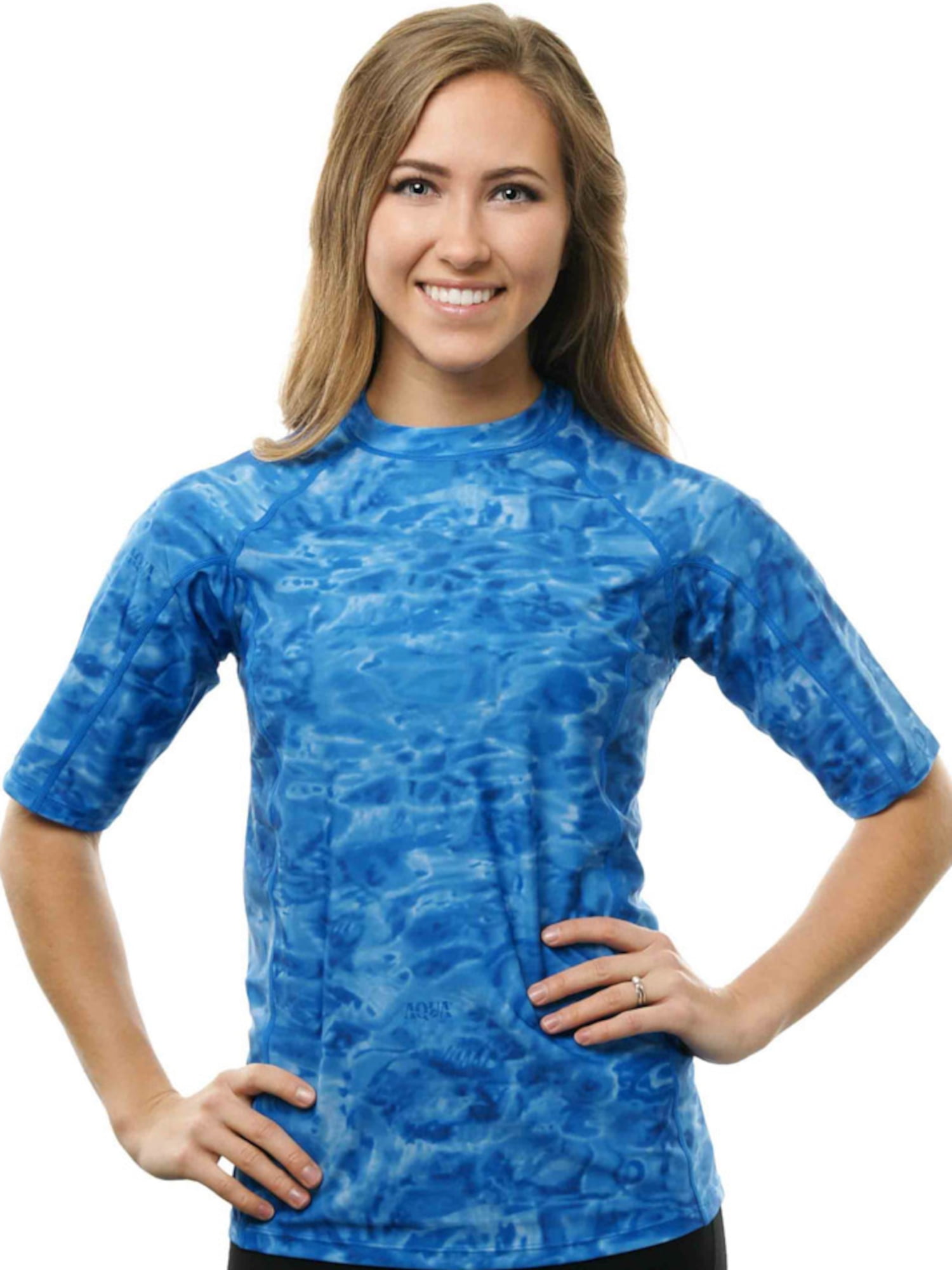Aqua Design Rashguard Swim Shirts for Women UPF50+ Short Sleeve Rash ...