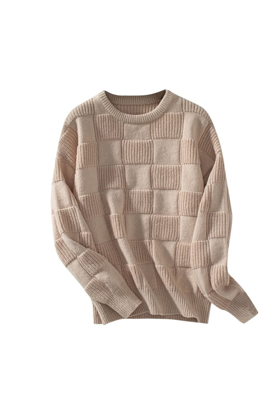 Cable Knit Sweaters for Women Fall Long Sleeve Sweaters 2024 Fashion Clothing Elegant Solid Crew Neck Pullover Tops Casual Loose Fit Cozy Oversized Jumper Knitwear Beige XL