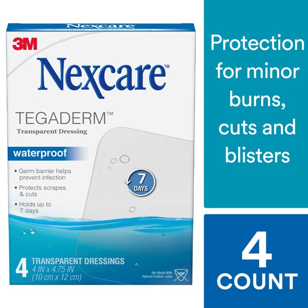 Nexcare Tegaderm Waterproof Dressing, HospitalGrade, 4" x 4 3/4", 4