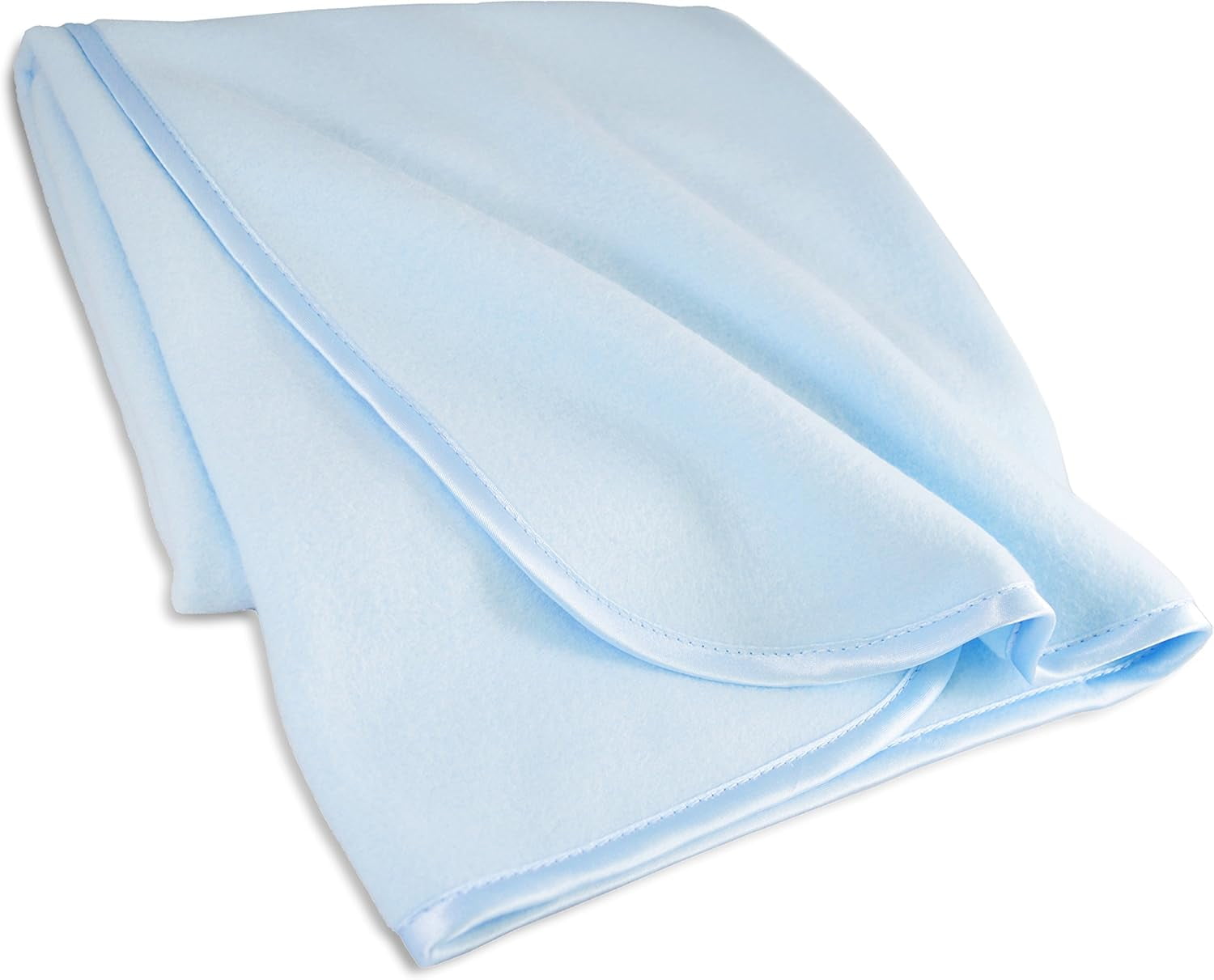 Fleece Blanket (30" x 30") with Silk-Like Satin Trim, Soft, Warm & Cozy, Blue, for Boys and Girls, Perfect for Baby Carrier, Stroller, Travel and Gifting