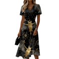 thumbnail image 2 of Halloween Dresses for Women Spider Short Sleeve Pumpkin Cute Wedding Guest Dress Witch Hat V Neck Fall Wrap Dresses 2XL, 2 of 5