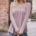 thumbnail image 5 of Besolor Women's Fall Spring Tunic Tops Crewneck Pleated Long Sleeve T-Shirt Casual Loose Ladies Going out Blouse, 5 of 7