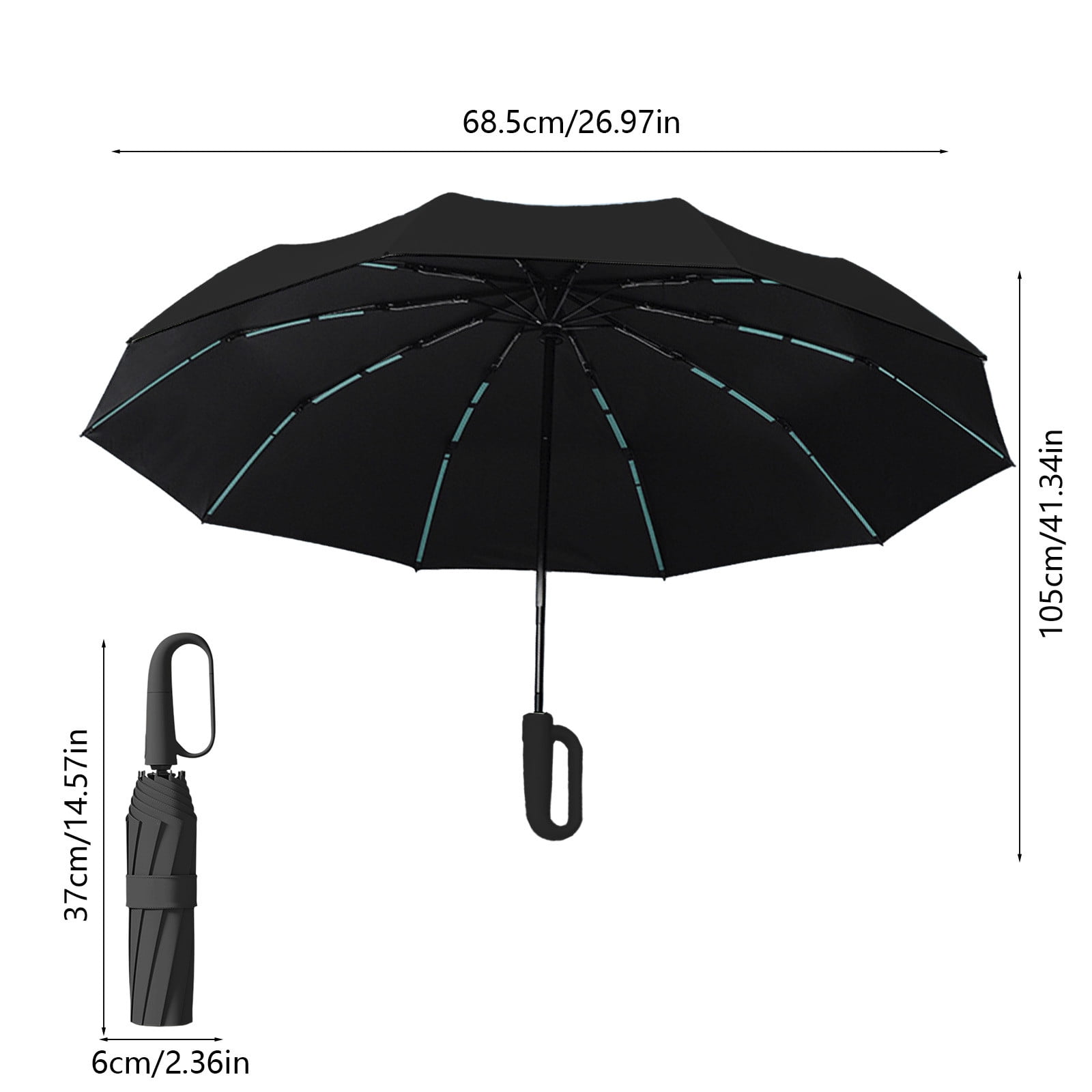 Large Ring Buckle Umbrella Sturdy Windproof Automatic Umbrella ,Compact Wind Proof Umbrellas For Rain and Sun Protection,Men Women Carabiner Handle Design