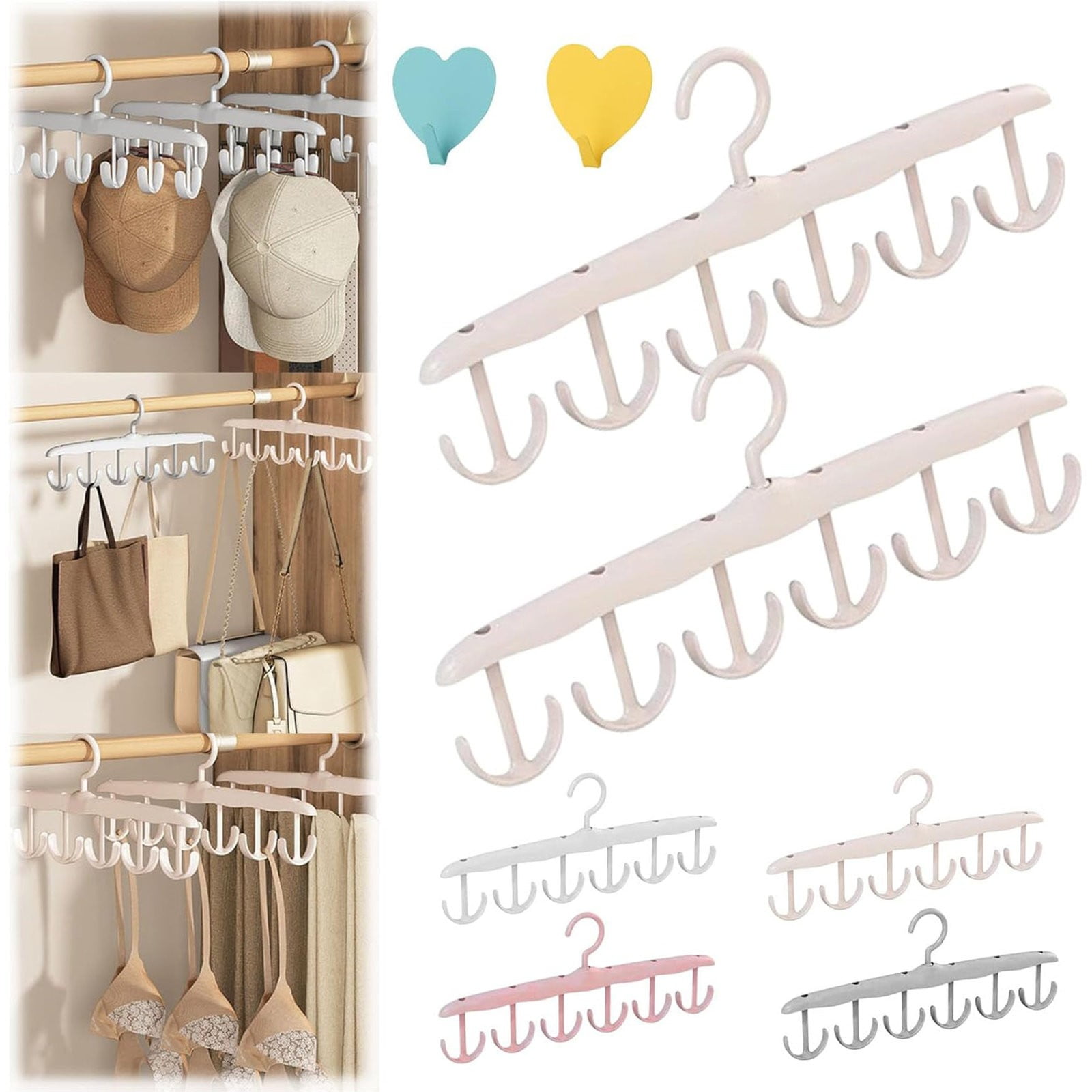 Hat Hangers for Closet, Hat Organizer for Baseball Caps, 360-Degree Rotation Hat Holder Storage with 12 Hooks, Gift for Men, Women, 1 Pcs, 11.81x0.78x2.75"