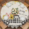 thumbnail image 2 of Pig Truck Sunflower Round Tablecloth 54 inches Vintage Farm Loads of Sunshine Waterproof Oil-Proof Table Cloth Round Table Cover for Holiday Party Picnic Dinner Decor Indoor and Outdoor Use, 2 of 9