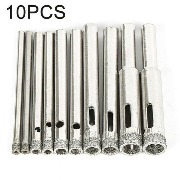 10Pcs Diamond-Coated Core Saw Drills Set 3/4/5/6/8mm for Tile Glass Ceramic