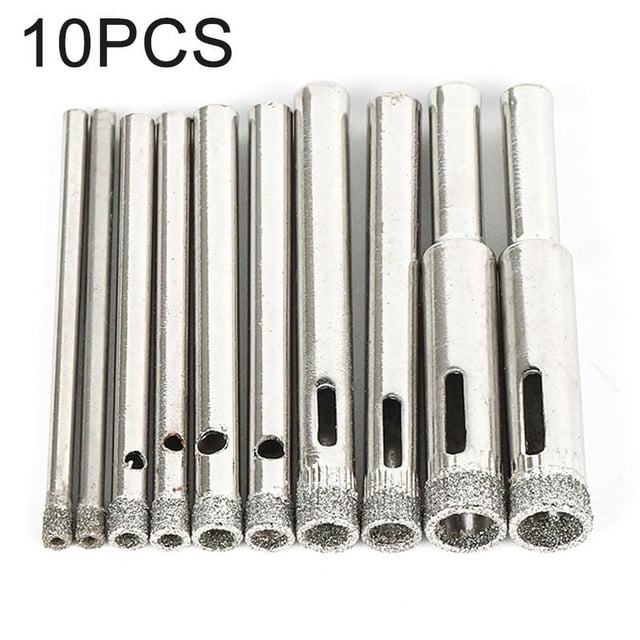 Lefu 10PCS Diamond-Coated Core Saw Drills Set 3/4/5/6/8mm for Tile Glass Ceramic
