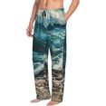 thumbnail image 2 of Daiia Blue Ocean Waves Men's Sleep Pant with Pockets and Drawstring,Pajama Pants-X-Large, 2 of 9