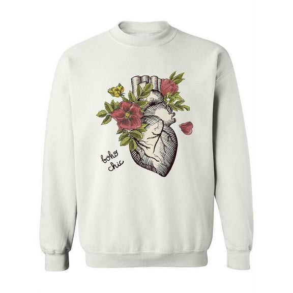 Heart With Flowers Sweatshirt Women -Image by Shutterstock, Female 5X-Large