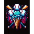 thumbnail image 2 of Camiseta De Verano Para Mujer, Moda Informal, Ropa Cómoda, Camisetas De Manga Corta MSimple Baseball Ice Cream Pattern Print T-shirt, Short Sleeve Crew Neck Casual Top For Summer & Spring, Women's C, 2 of 6