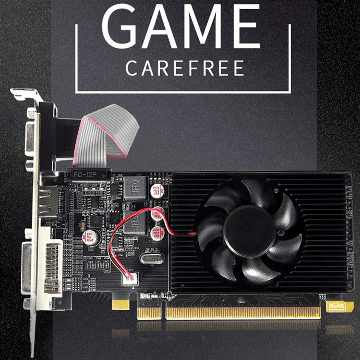2X HD7450 Graphics Card 64Bit 2GB GDDR3 PCI-E 2.0 X16 -Compatible VGA DVI-I Video Card for Radeon HD 7450 2G,2 x HD7450 Graphics Card,black