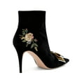 thumbnail image 4 of XYD Women Layered Bows Thin Heels Ankle Boots with Zip Pointed Toe Elegant Floral Embroidery Dinners Events Shoes Size 8 Black, 4 of 4