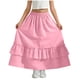 thumbnail image 2 of Falda larga con volantes y bolsillos para niña, cintura elástica, informal, escalonada, de poliéster, 2 of 7