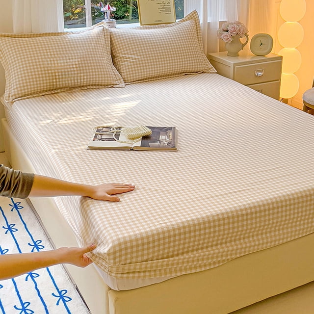 YIMWNYI Light Blue Checkered Bed Cover, Soft Polyester Sheets, Comfortable and Skin-Friendly, Machine Washable, Ideal for Bedroom Decor, 59x79 Inches, Easy to Maintain, Stylish Home Essential
