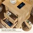 thumbnail image 7 of KeyWhat Farmhouse 2-Drawer Nightstand with Charging Station, 18" Wooden End Table for Bedroom, Living Room, Natural Oak, 7 of 7