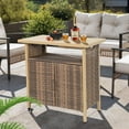 thumbnail image 6 of Homefun Outdoor Wicker Storage Cabinet Patio Bar Cart Prep Table Grill Station Movable Dining Cart Table Garden,Light brown, 6 of 7
