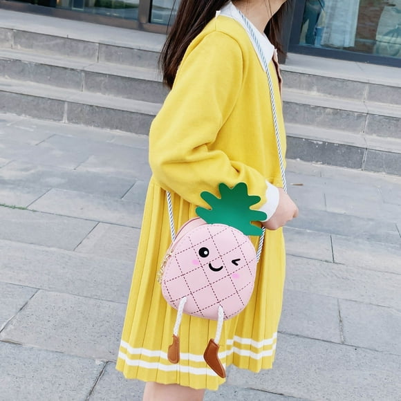 WIZUTIZ Crossbody Bags for Girls Cute Small Size Phone Wallets Credit Card Billfolds kids Purses Girls' Messenger Bags Shoulder Bags Pineapple Bags Pink