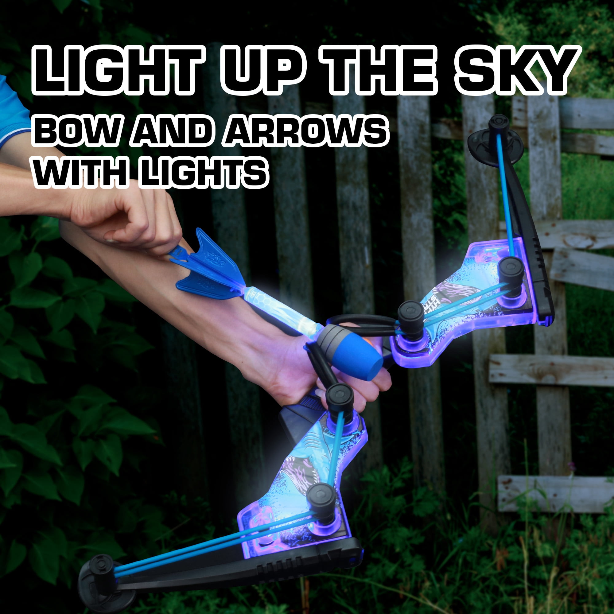 HyperStrike FireTek Bow Archer Pack, Light Up Bow and Light Up Zonic Whistle Arrows