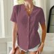 thumbnail image 2 of Camiseta cómoda con cuello en V elegante para mujer Blusa de manga corta Tops casuales OAVQHLG3B Store lin121212, 2 of 5