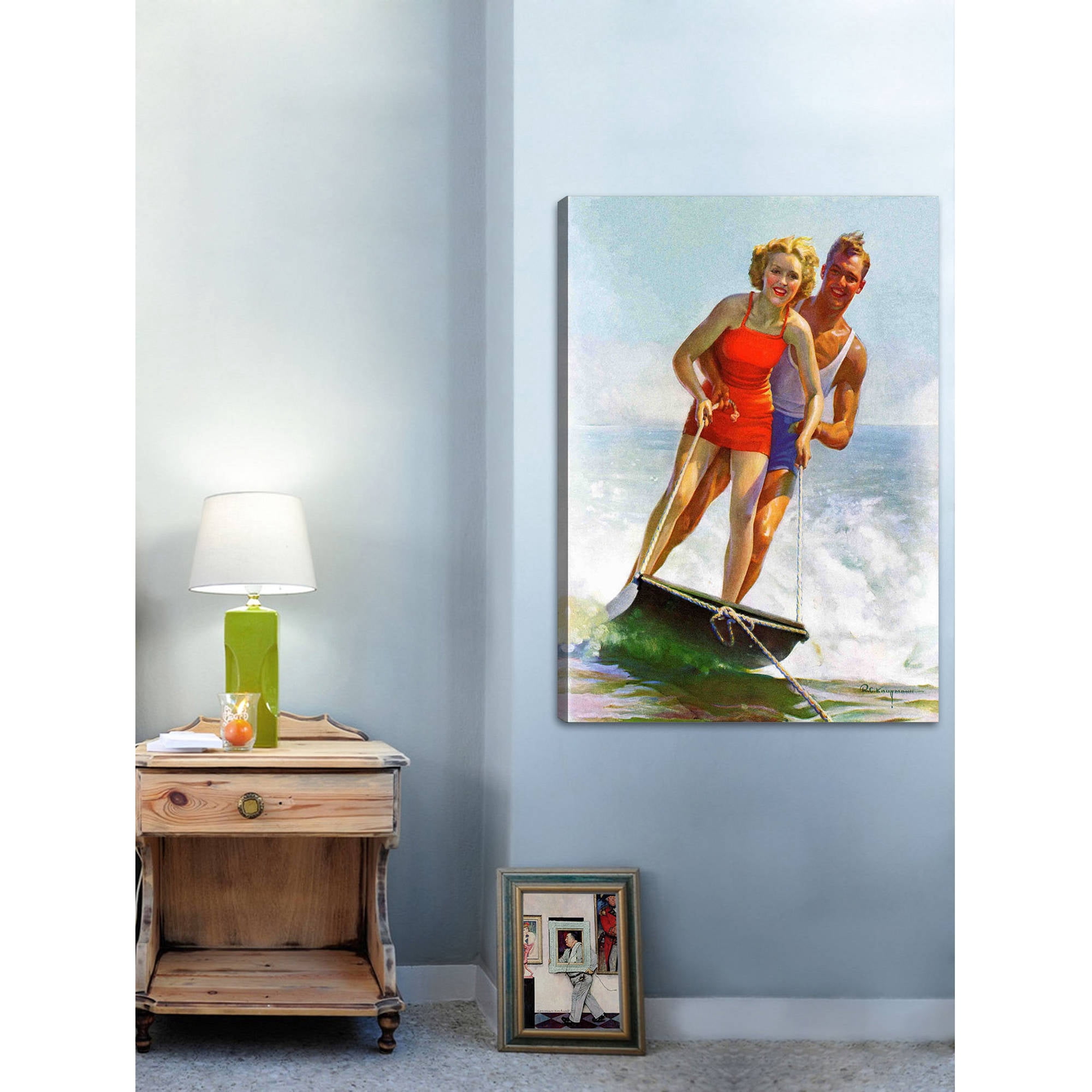 Marmont Hill Ski Boarding Couple by Robert C. Kauffmann Painting Print on Canvas