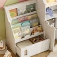 thumbnail image 4 of Vabches 61" Castle-Shaped Kids Bookshelf with Reading Nook & LED Lights, 8 Storage Cubbies Toy Storage Organizer with 2 Removable Drawers for Bedroom, Playroom, Classroom, 4 of 8