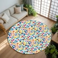 thumbnail image 3 of 5ft Round Rug, Colorful Polka Dot Non-Skid Rubber Backing Large Area Rugs - Living Room Bedroom Home Office, Rainbow Polka Dots Watercolor Indoor Floor Mat Carpets Washable Rug, 3 of 9