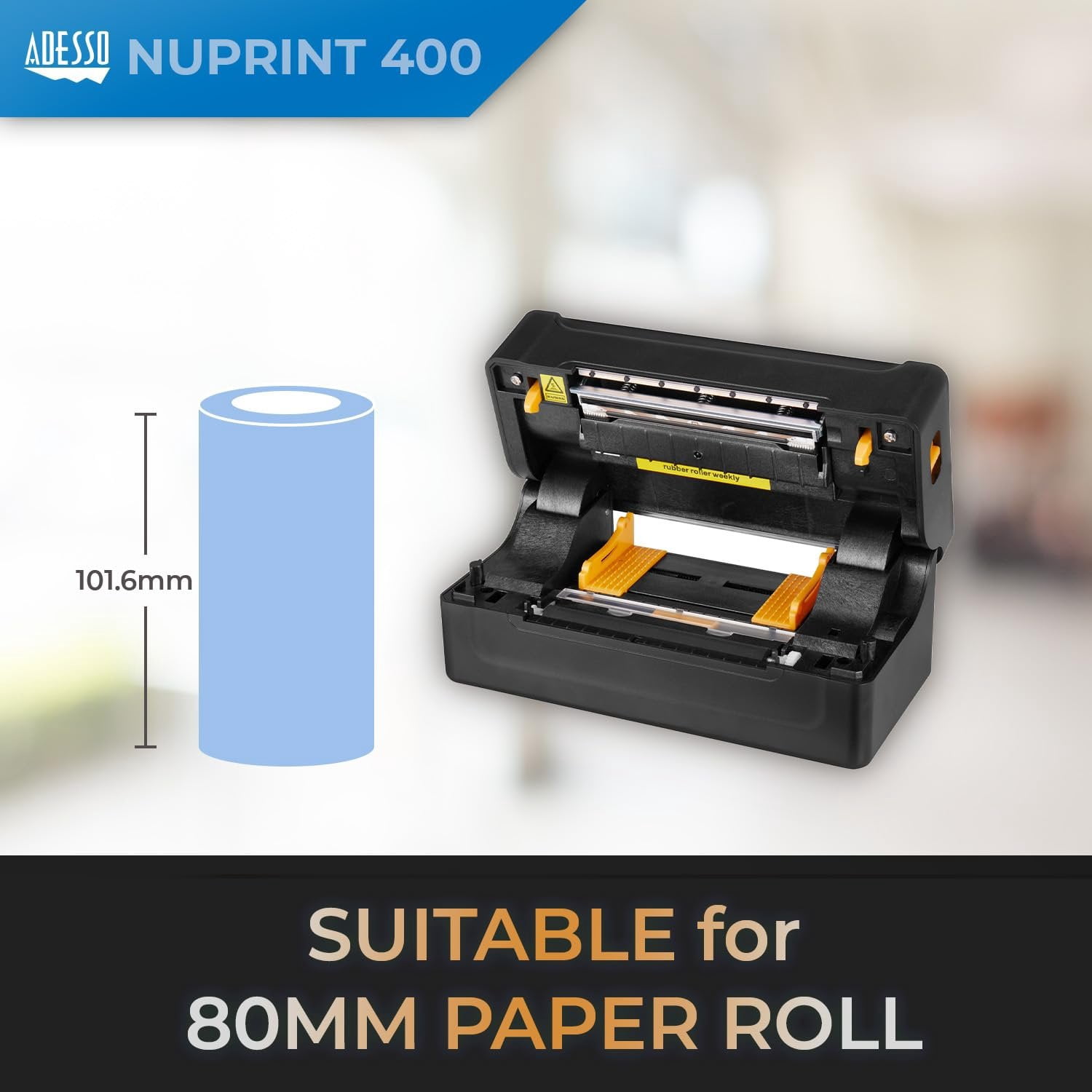 Adesso NuPrint 400 USB Thermal Shipping Label Printer  4x6 Thermal Paper, Label Printing, 1D & 2D Barcode Printing, Easy Paper Loading, Auto Paper Recognition