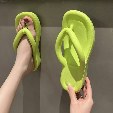 

Women s Platform Flip-Flop Casual Comfortable Flip-Flops for Beaches Vacations Public Showers Green 38/39