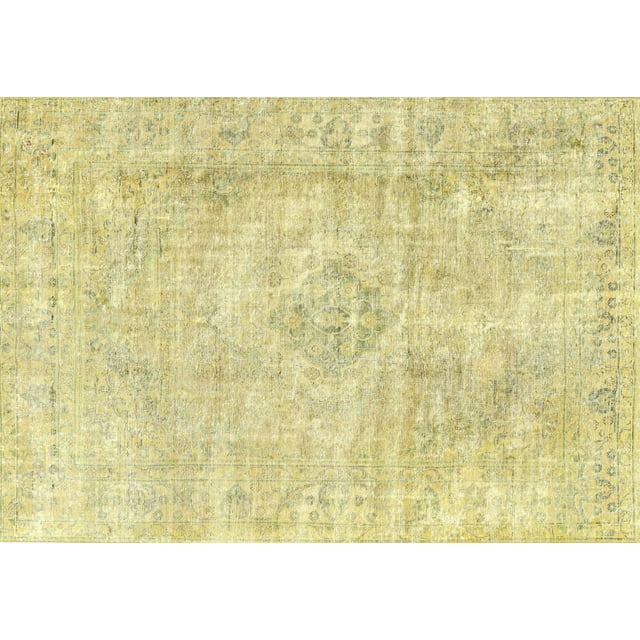 Ahgly Company Machine Washable Indoor Rectangle Traditional Metallic Gold Area Rugs, 4' x 6'