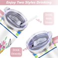 thumbnail image 5 of 40oz Pioneer Colorful Floral Stainless Steel Flip Straw Tumbler with Lid and Straw Spill Proof Travel Cup Double Wall Vacuum Insulated Coffee Mug with Handle Pink, 5 of 7