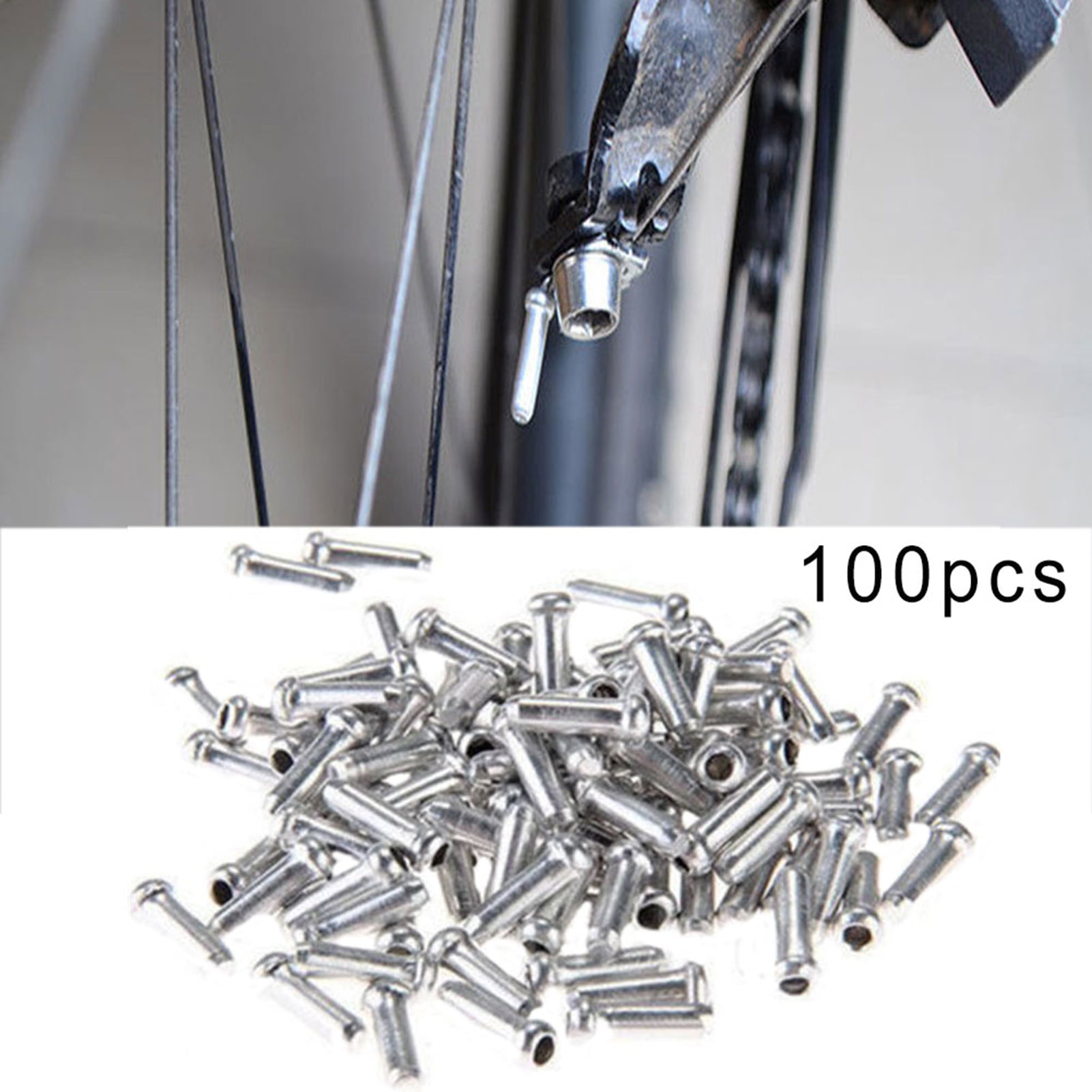 100pcs Shifter Brake Gear Inner Cable Tips Ends Caps Crimp Ferrule Bike Bicycle