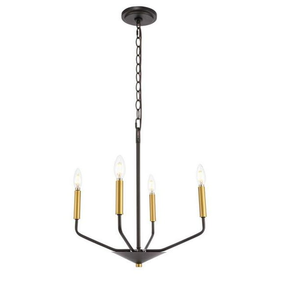 Living District LD8023D18BK Enzo 4 Light Black & Brass Pendant