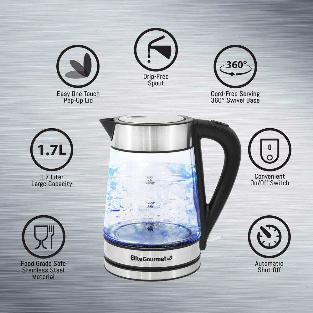 Elite Platinum EKT602 7Cup Electric Glass Kettle