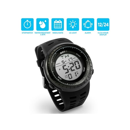 OCT17 Men's Mens Digital Sports Outdoor Watch Military Army Waterproof Fashion Casual Wristwatch Calendar Stopwatch Alarm LED Light -