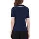 thumbnail image 3 of INSPIRAR CHIC Blusa de verano de manga corta de doble botonadura de color contrastante de punto para mujeres 2XL Azul oscuro, 3 of 4