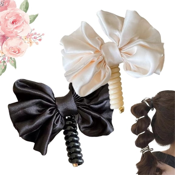 Twisted hair Wire Pony Hairwire, Pearl Telephone Wire Elastic Hair Bands, Soft Pearl Braided Elastic Spiral Hairs Ties, Bubble Braid Hair Rope Hair Ties for Women Girls accessories (B)