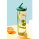 thumbnail image 5 of 700ml straw cup transparent plastic water bottle with straw portable juice cup drinking bottle grass green, 5 of 5