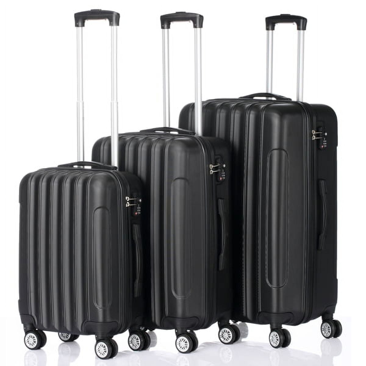 Black 3-Piece ABS Luggage Set (20/24/28 Inch)&nbsp;w/ 361° Silent Wheels & Alloy Handle - Lightweight, Durable Suitcases for Travel