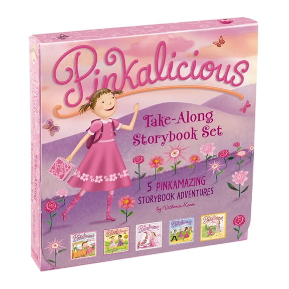 Pinkalicious Take-Along Storybook Set: Tickled Pink, Pinkalicious and the Pink Drink, Flower Girl, Crazy Hair Day, Pinkalicious and the New Teacher