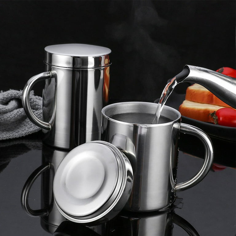 1Pc Stainless Steel Mugs - Double Wall - Comfortable Handle 7.16oz