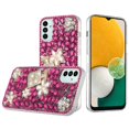thumbnail image 4 of For Apple iPhone 14 Pro Max (6.7") Bling Crystal 3D Full Diamond Luxury Transparent Rhinestone Hybrid Cover ,Xpm Phone Case [ Hot Pink Pearl Flowers Perfume ], 4 of 5