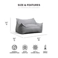 thumbnail image 3 of Big Joe Imperial Fufton Foam Filled Bean Bag Sofa with Removable Cover, Gray Union, Durable Woven Polyester, 5 feet Giant, 3 of 7