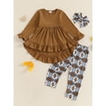 thumbnail image 4 of Baby Toddler Girls Cowgirl Style Clothing Set 6 12 18 24 Months 2T 3T 4T Ruffled Trim Long Sleeve Tops Long Pants Headband 3-Piece Outfits, 4 of 9