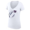 thumbnail image 2 of Women's G-III 4Her by Carl Banks  White New York Giants Super-Slim Fit Lightweight Subtle Football V-Neck T-Shirt, 2 of 3