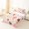 thumbnail image 3 of Manfei Ice Cream Cat Twin Sheets, Cartoon Love Heart Bedding, Pink, 3pcs, 1 Flat Sheet, 1 Fitted Sheet and 1 Pillowcase, 3 of 6