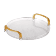 thumbnail image 1 of Plateau de Service Rond en Acrylique Transparent Plateau de Vanité Décoratif avec Poignée Dorée pour Table Basse Bureau, 1 of 6